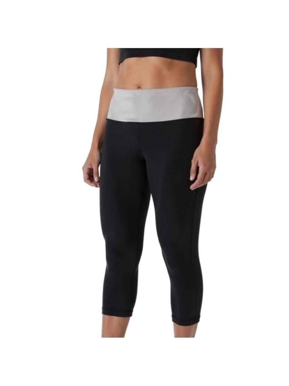 Lululemon Crop Leggings Size 6 | Black Gray White Mid Rise Yoga Pants Activewear